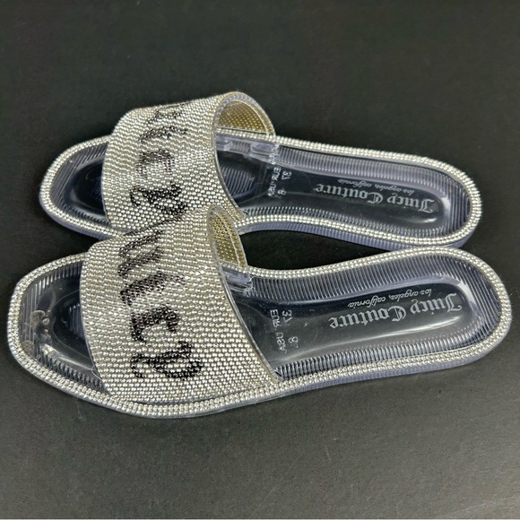 Juicy Couture Glittering Silver Slide Sandals - Picture 8 of 9
